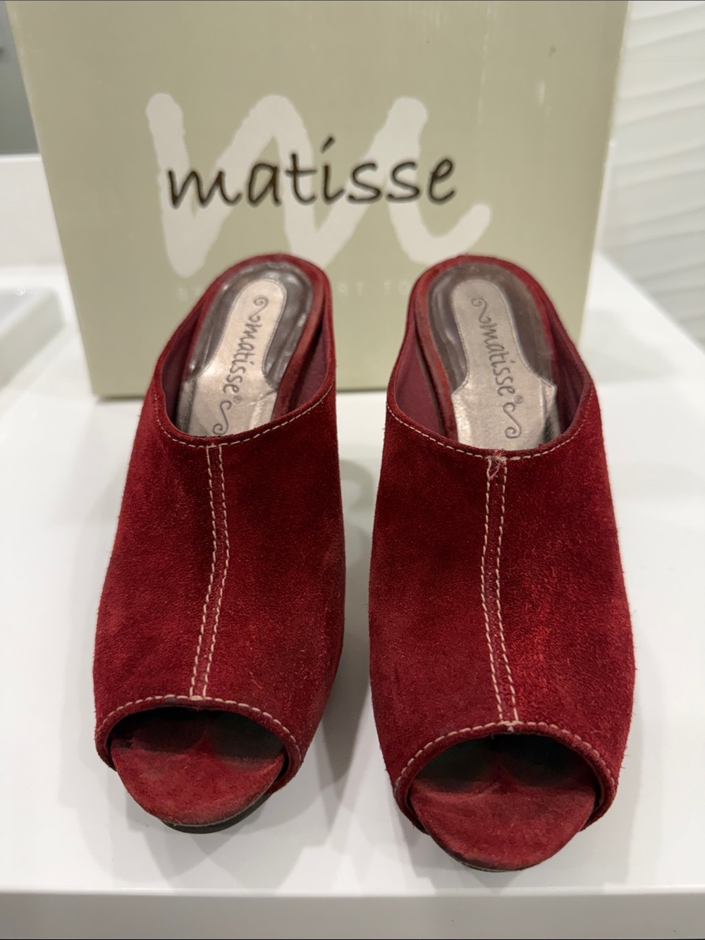 Matisse Burgundy Suede Open-Toe Mule